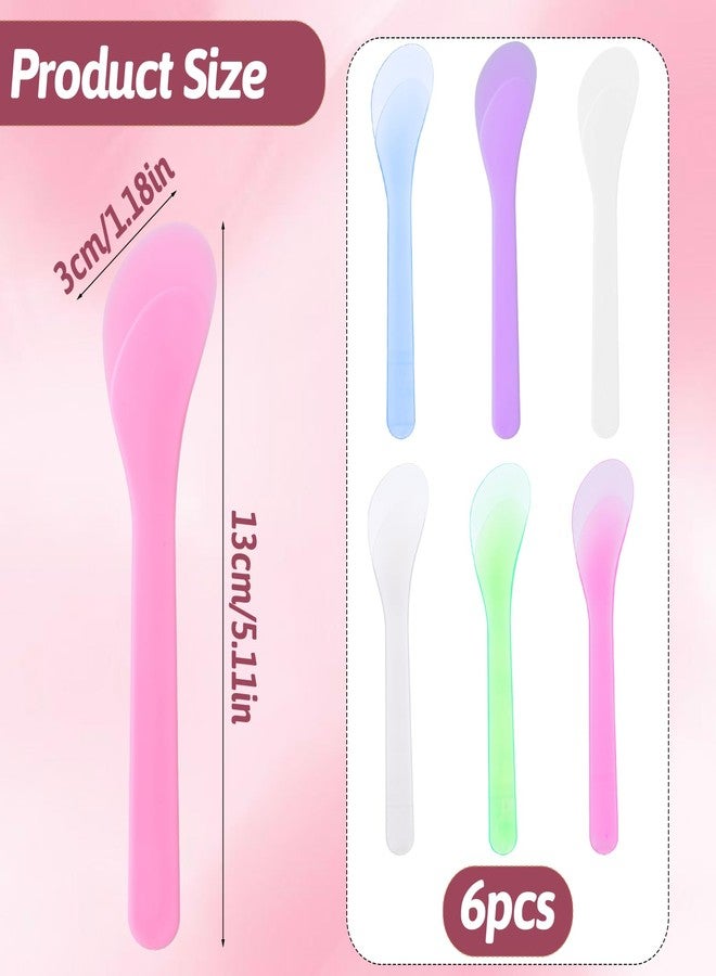 Alrhso 6Pcs Makeup Scoops Spatulas, Plastic Beauty Spoon Reusable Cosmetic Mask Mixing Spoon Cream Brush Makeup Tools for Lotions Cream and Sampling Tool (6 colors) - Image 2